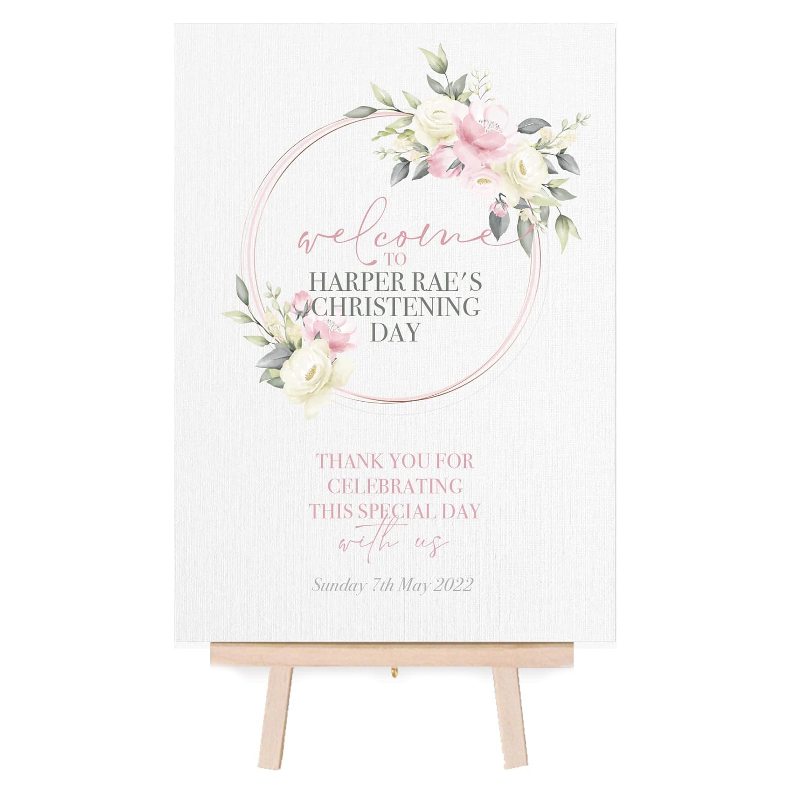 Personalised Welcome to My Christening Day/Baptism / 1st Holy Communion Sign Poster and Wooden Stand (FC22)