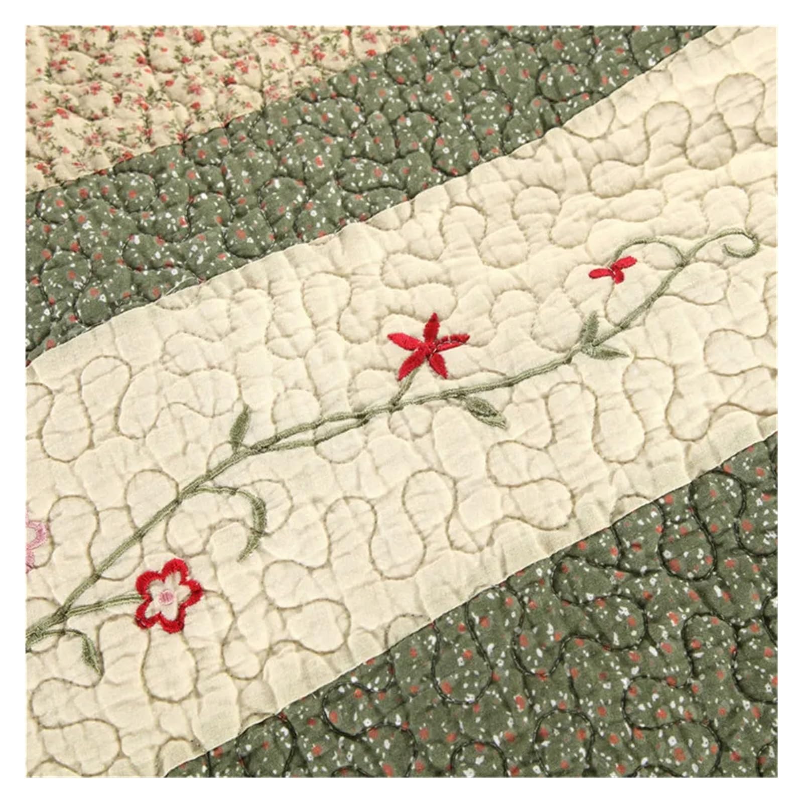 Copriletto Trapuntato in Cotone Floreale, 3/4 Pezzi, Patchwork, Lenzuola, Copripiumino, Coperta, Plaid, copriletto Imbottito.