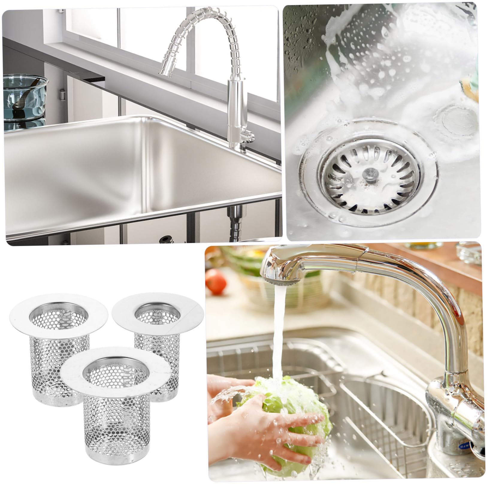 ARTIBETTER 5 Series Colector De Desagüe De La Cocina Colador De Desague Tapones Desague Fregadero Baño Hundir Colador De Drenaje del Fregadero De La Cocina Colector De Drenaje 3 Piezas X 5