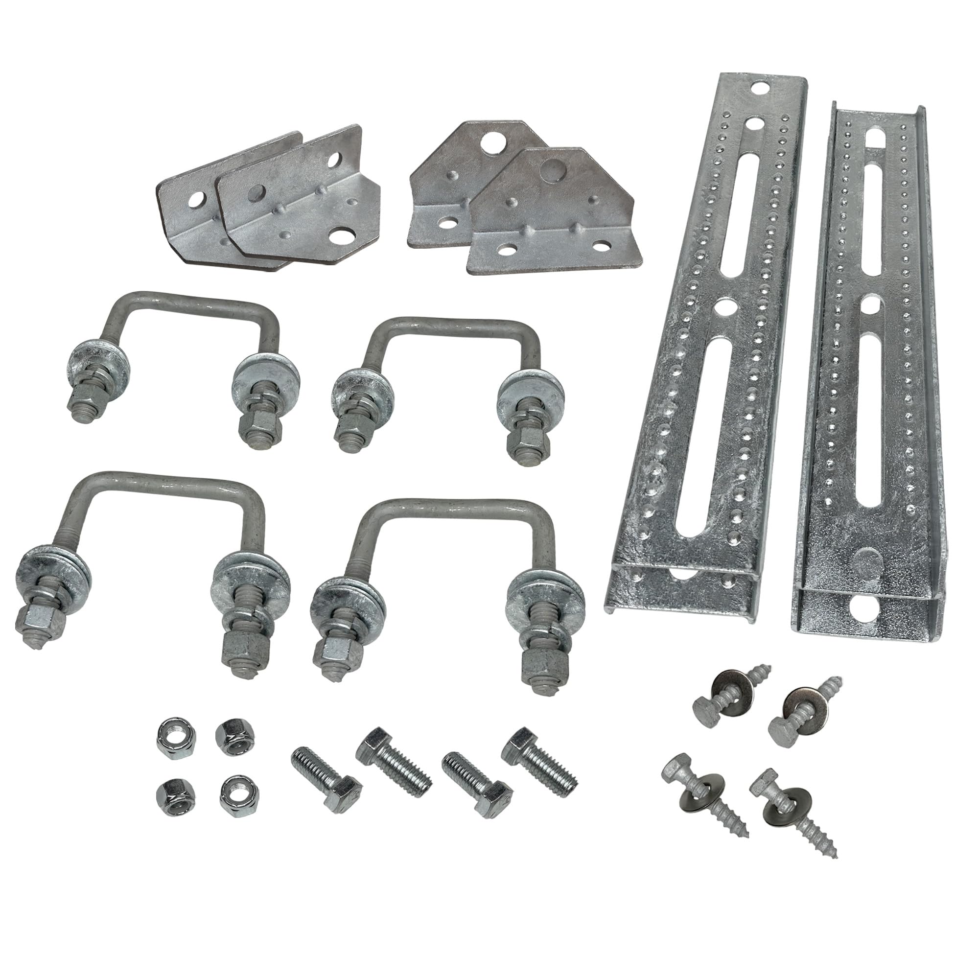 A.A 12" Galvanized Swivel Top Bunk Bracket Kit with Hardware for Boat Trailer, fits 2x3 Cross Members, Heavy Duty