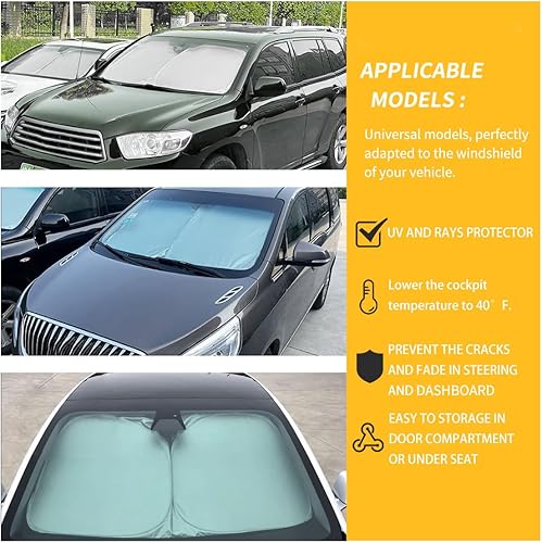 Miniatura 4 de Ziciner Parasol para parabrisas de automóvil con bolsa de almacenamiento, protector solar automático bloquea los rayos UV, protección plegable para