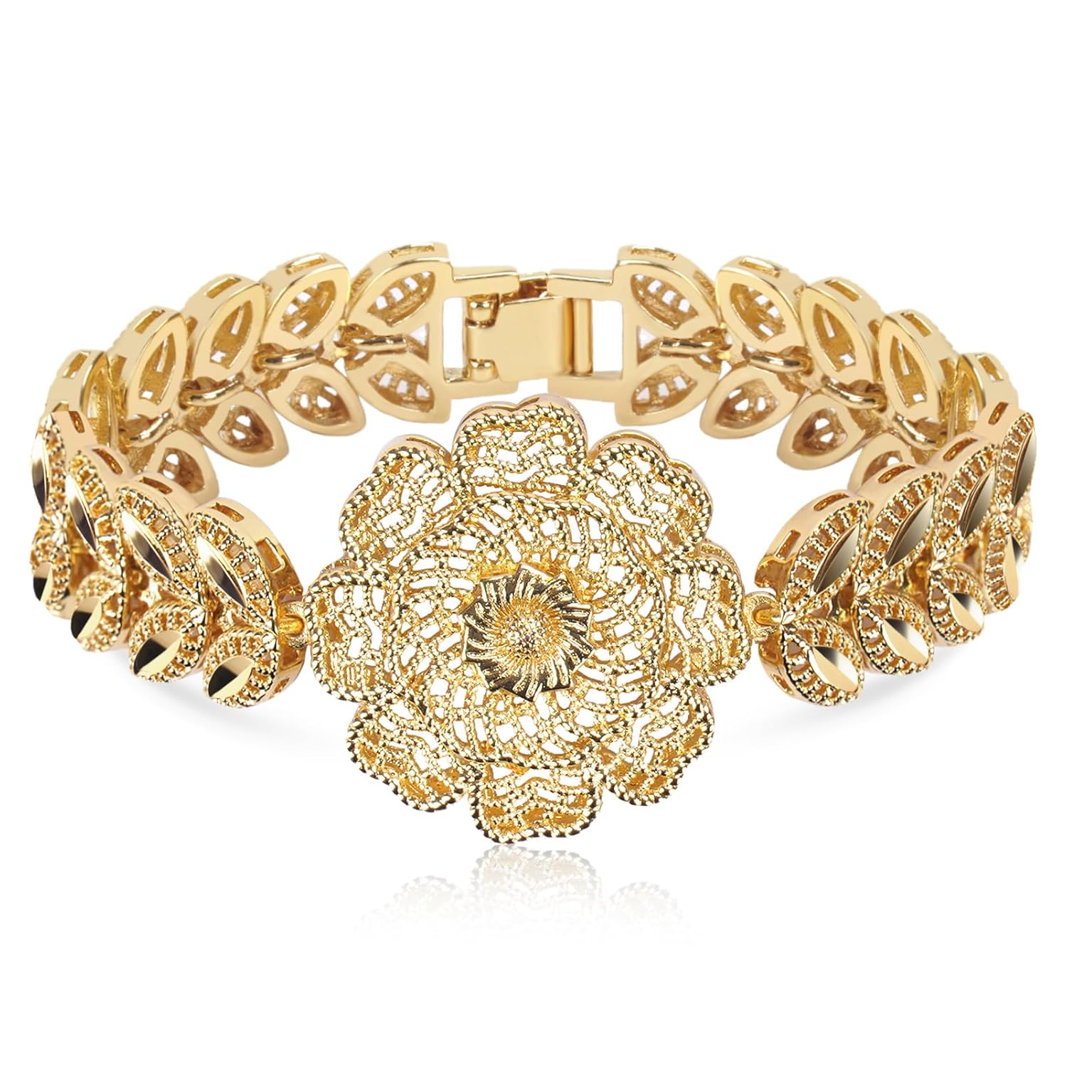 Gold Bracelets for Women Waterproof 14K Gold Plated Chain Adjustable Hinged Bracelets Cuff Open Wide Chunky Bangles Fashion