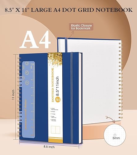 Vista 16 de Cuaderno de papel cuadriculado, cuaderno en espiral de 8.5 x 11 pulgadas, cuadernos de cuadrícula grande A4 para mujeres y hombres, papel gráfico
