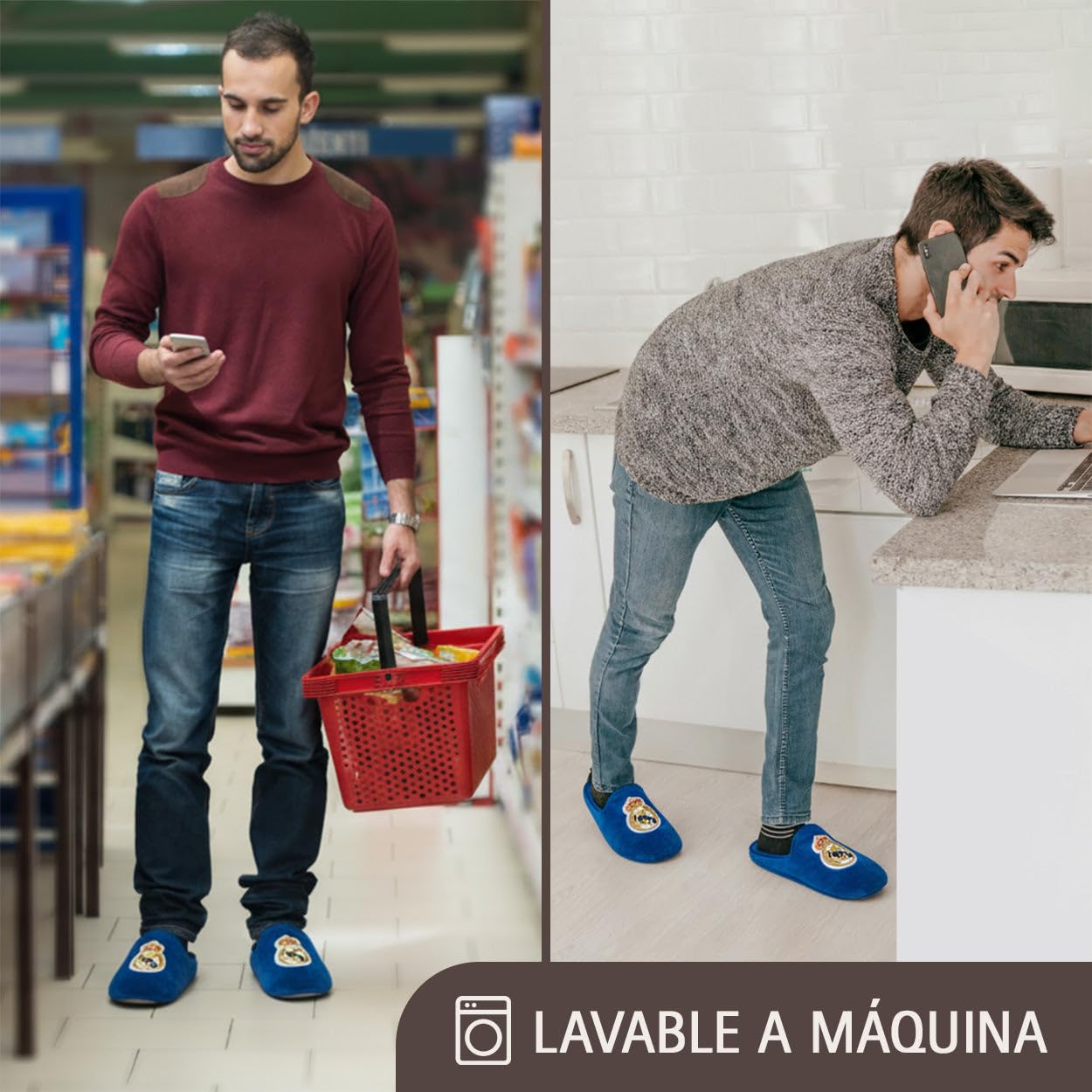 MARPEN SLIPPERS Real Madrid CF Oficiales – Zapatillas Estar por Casa Niño Cómodas y Antideslizantes - Zapatillas Andar por Casa Ligeras - Zapatos Niña Invierno Cálidos - Azul - Talla 34