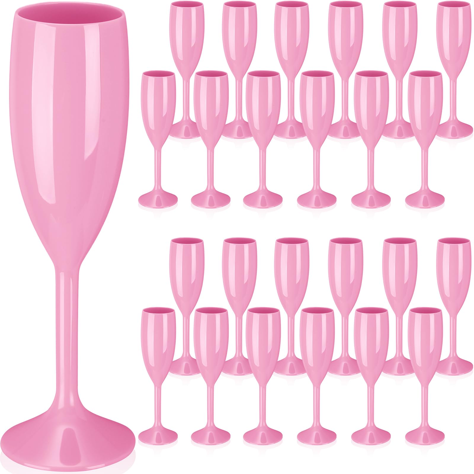 Maxcheck 24 copas de champán acrílicas a granel, copas de champán de plástico de 6 onzas para boda, fiesta de cumpleaños, boda, despedida de soltera, aniversario (rosa claro)
