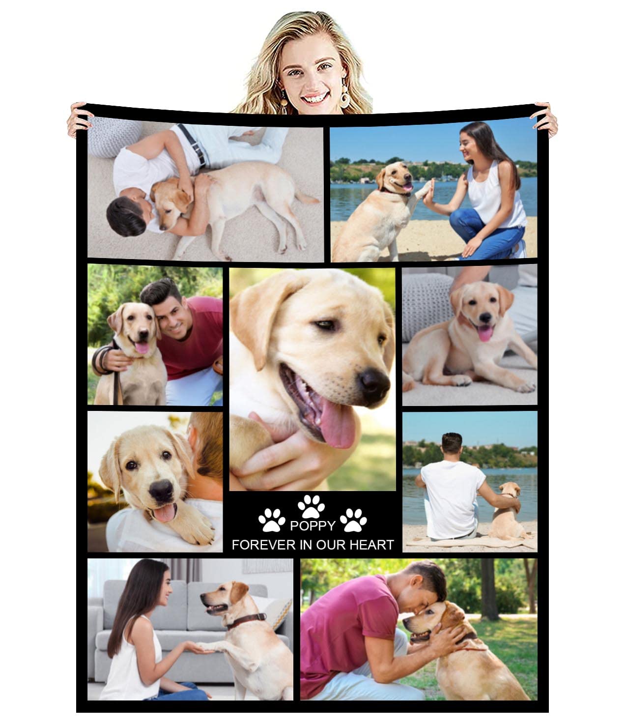 Zmkar Personalised Photo Blanket Throw Customized with Picture Text Birthday Wedding Gift for Adult Baby Kid Mom Dad Family Friend Dog Cat (9 Photos, Twin 51''×79''(130x200cm))
