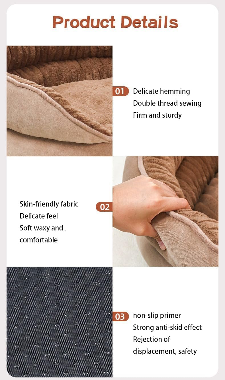Fluffy Plush Calming Pet Sofa Sleeping Mat,Comfy Kennel Pad Couch Anti-Slip Dog Bed for Indoor Cat Bed.