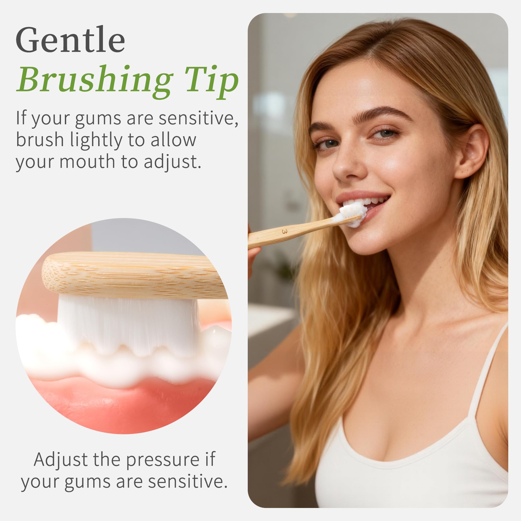 Cepillo de dientes de bambú con cerdas sin BPA, mango biodegradable, diseño ergonómico, paquete de 12 unidades, juego de cuidado bucal de madera natural para adultos