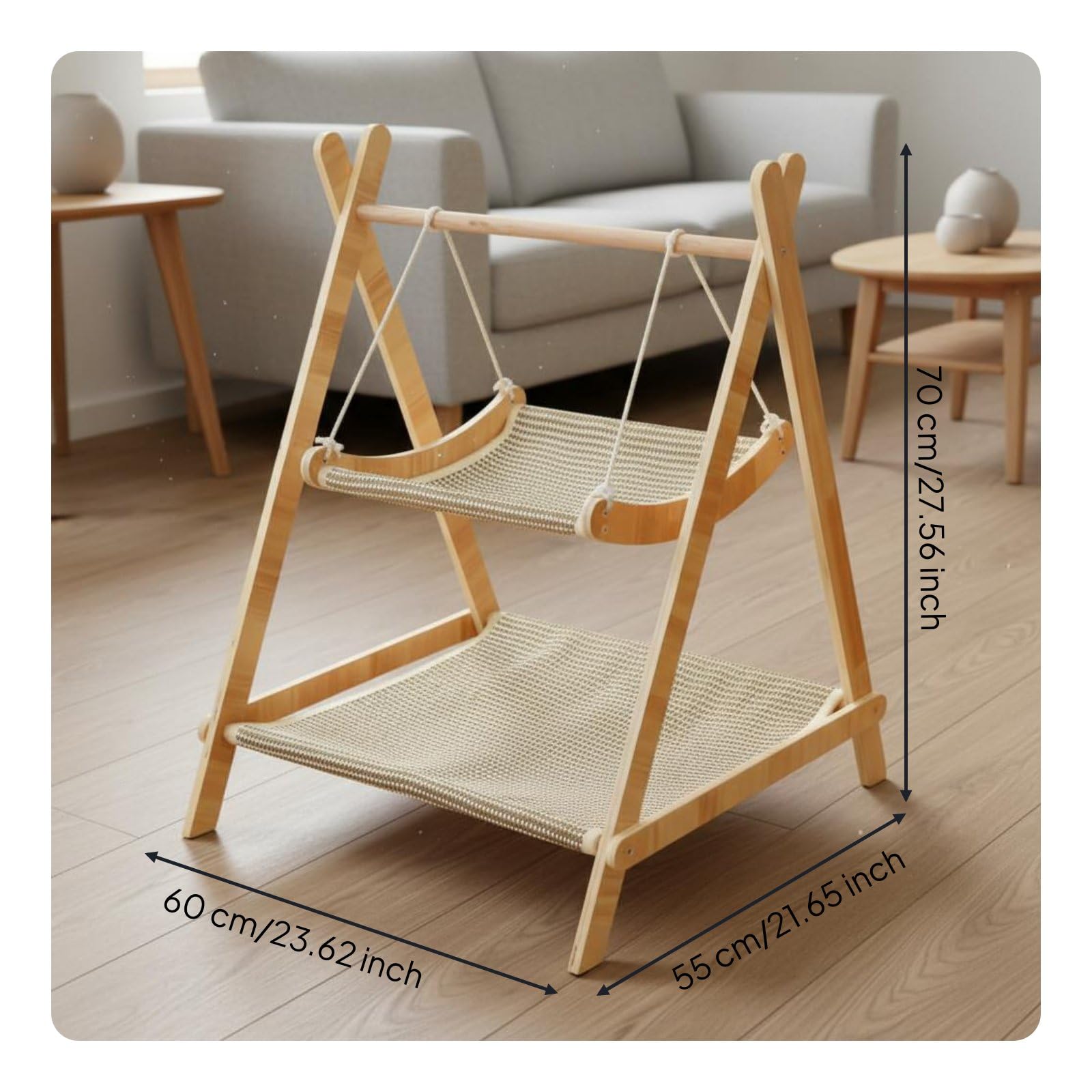 Katzen Hängematte Zweilagiges Schlafmöbel Kratzmatte Schaukelbett aus Verdicktem Holzrahmen Und Abnehmbarer Bezug zur Hygienischen Reinigung für, Color to 1