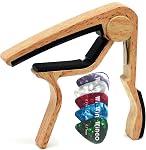 WINGO Wooden Guitar Capo for 6-String Acoustic Electric Guitars,Bass,Ukulele -Rosewood Free 5 Picks