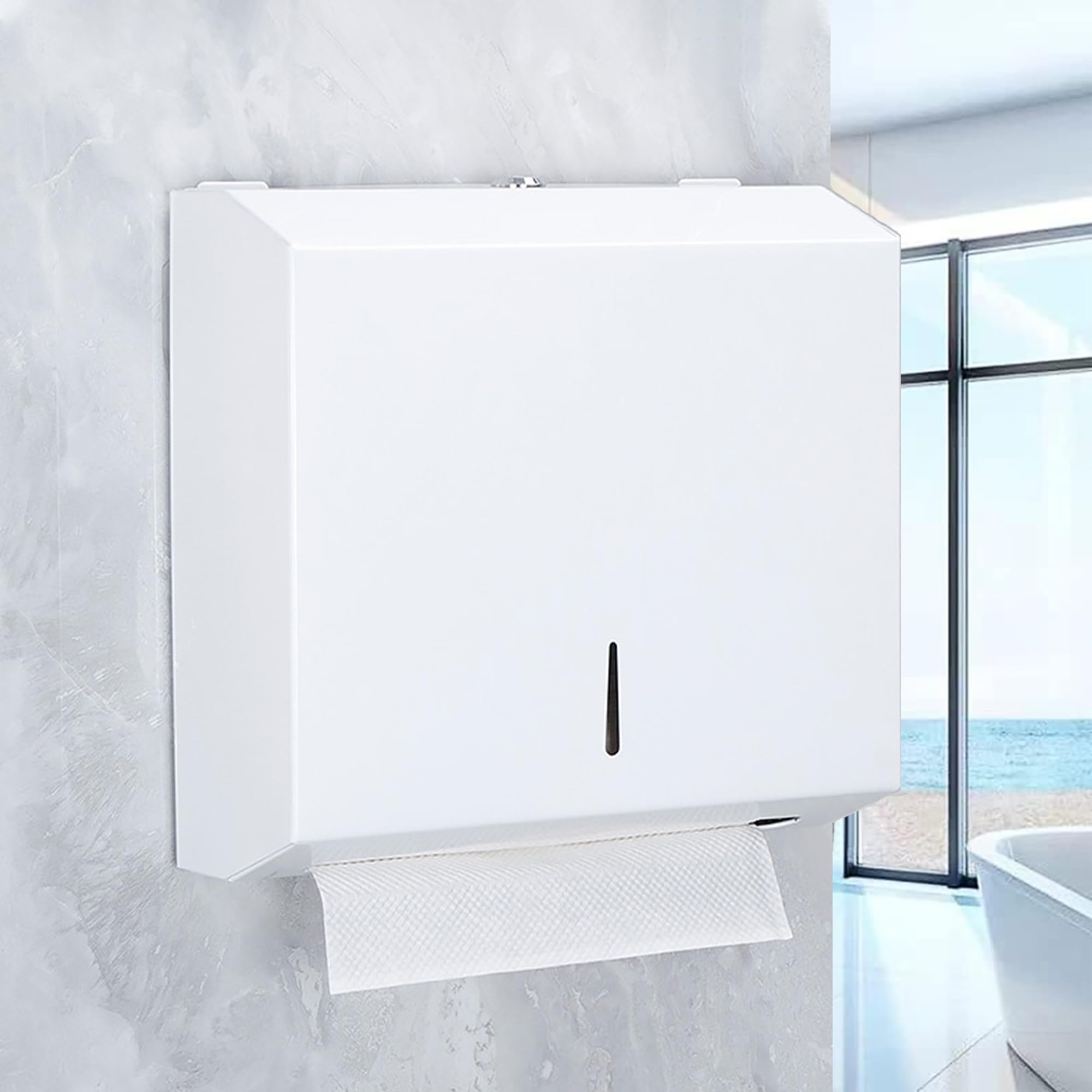 Dispensador de toallas de papel Z de pared en acero inoxidable blanco NICEME