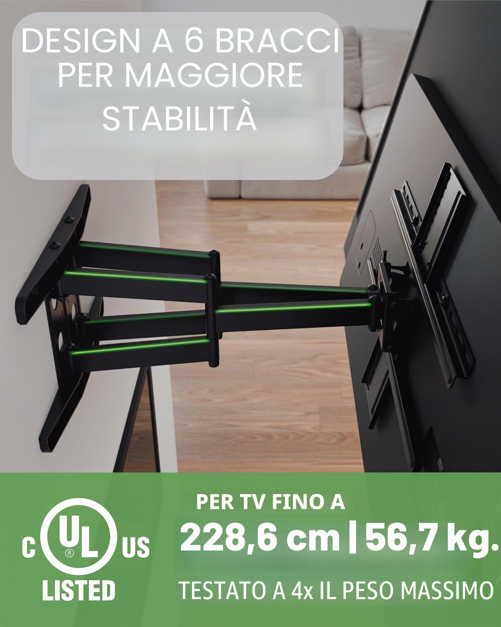 SANUS OLF22 - Supporto per TV Full Motion Premium per TV da 42"-90", robusto e liscio, orientabile e inclinabile, design universale per Samsung, LG, Vizio, TCL e altri, facile installazione
