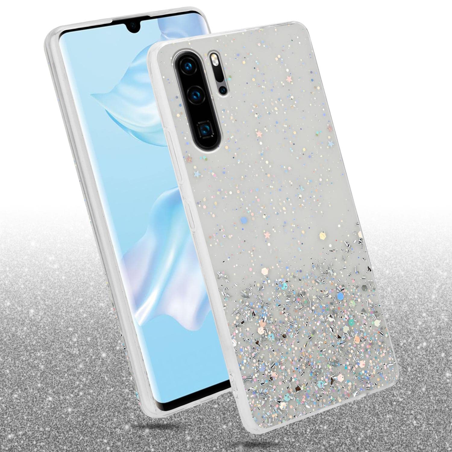 Cadorabo Glitzer Hülle Für Huawei P30 PRO – TPU Silikon Case Mit Strass, Transparent, Dünn & Kratzfest