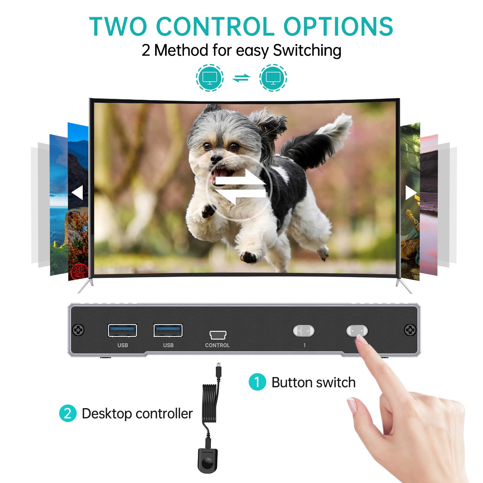 MT-VIKI Commutateur KVM HDMI 8K60Hz 2 ports 2 PC 1 moniteur prend en charge une souris clavier avec 4 ports USB 3.0 4K @ 120/144Hz 2K@165Hz 1080P@240Hz HDMI 2.1& HDCP 2.3