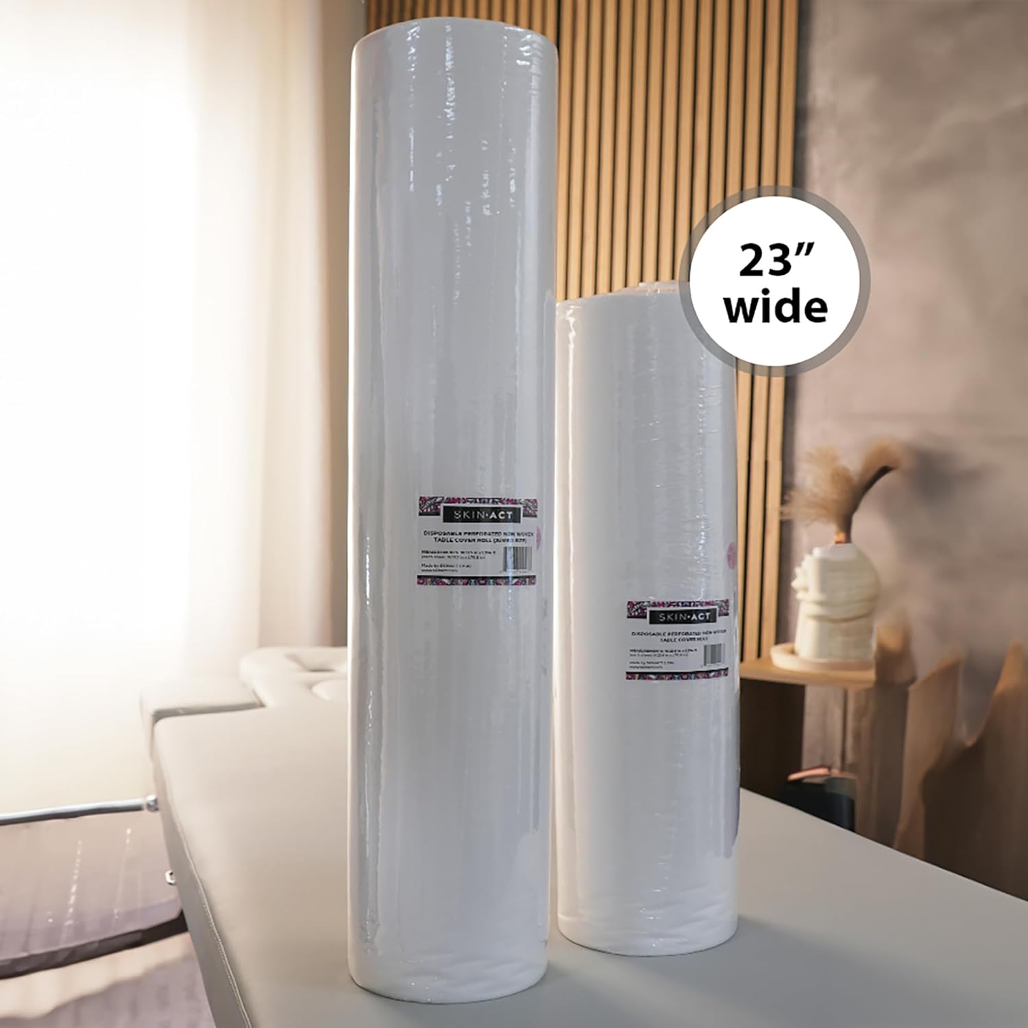 SKINACT White Disposable Non-Woven Bed Cover Roll Perforated (23" Wide X 375 Feet Long) Massage Table Sheets Wax Facial Chair