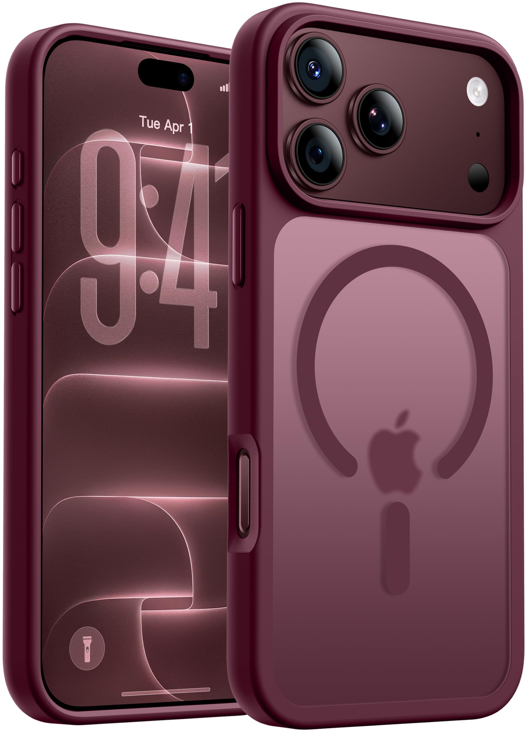 Qasyfanc Magnetica Cover per iPhone 18 Pro Max/iPhone 17 Pro Max | Borgogna Compatibile con MagSafe Custodia Traslucida Opaca Posteriore, Antiurto Anti-impronta Resistente Graffi Case