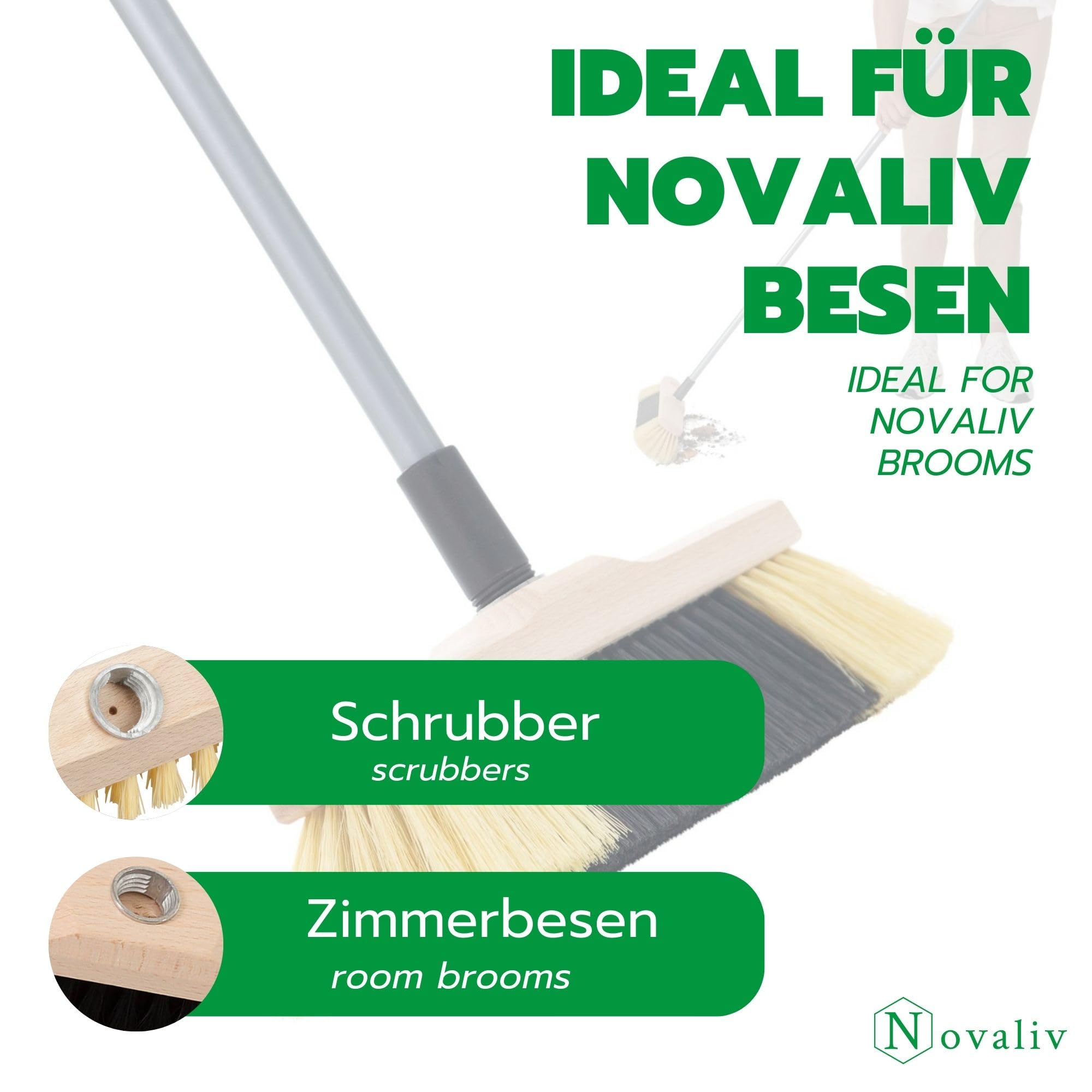 Novaliv Lot de 4 manches de balai télescopiques avec filetage 79-130 cm - En métal argenté - Pour balai - Filetage allemand - Tige universelle de rechange