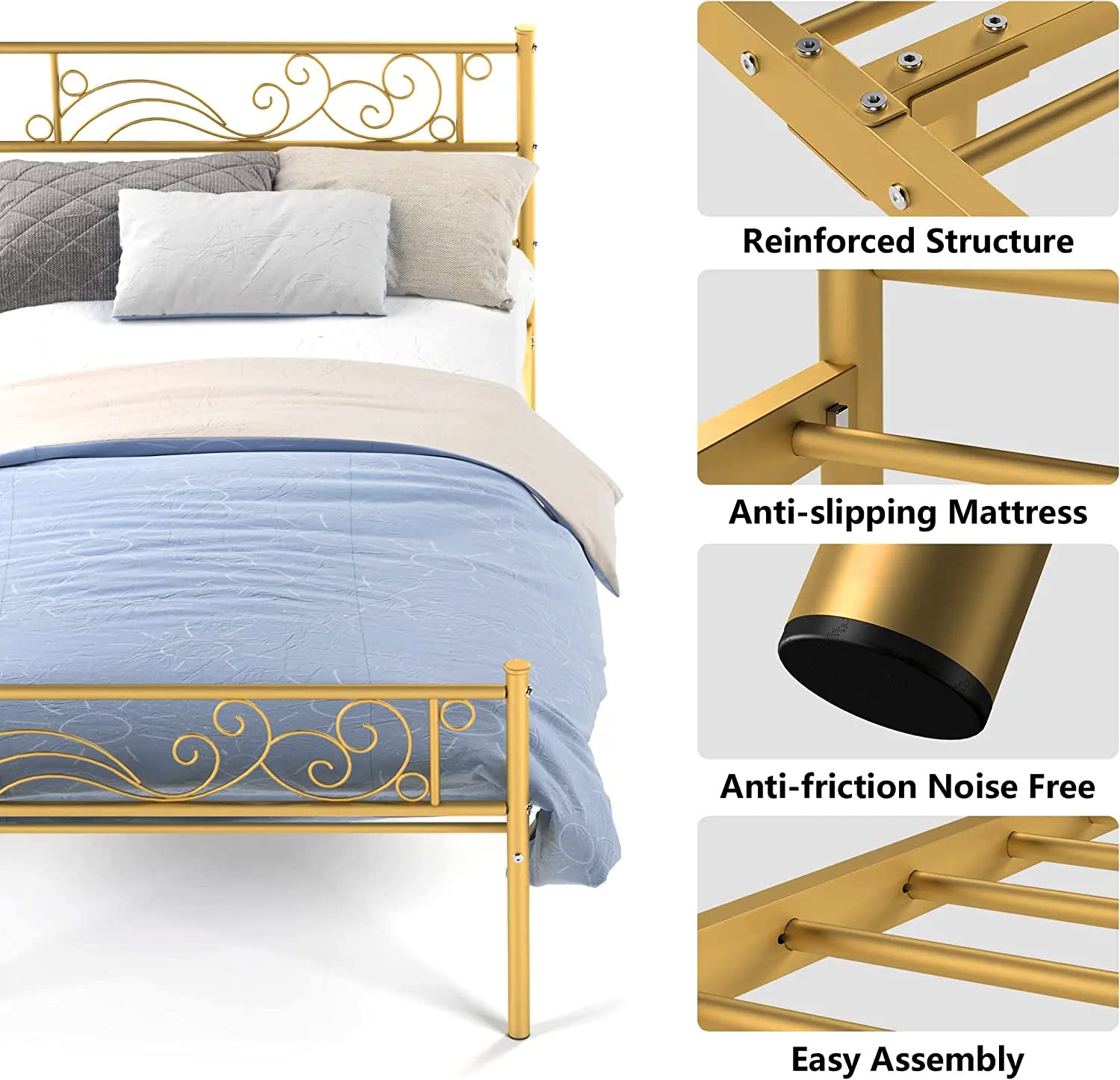 Weehom Twin Size Bed Frame with Headboard No Box Spring