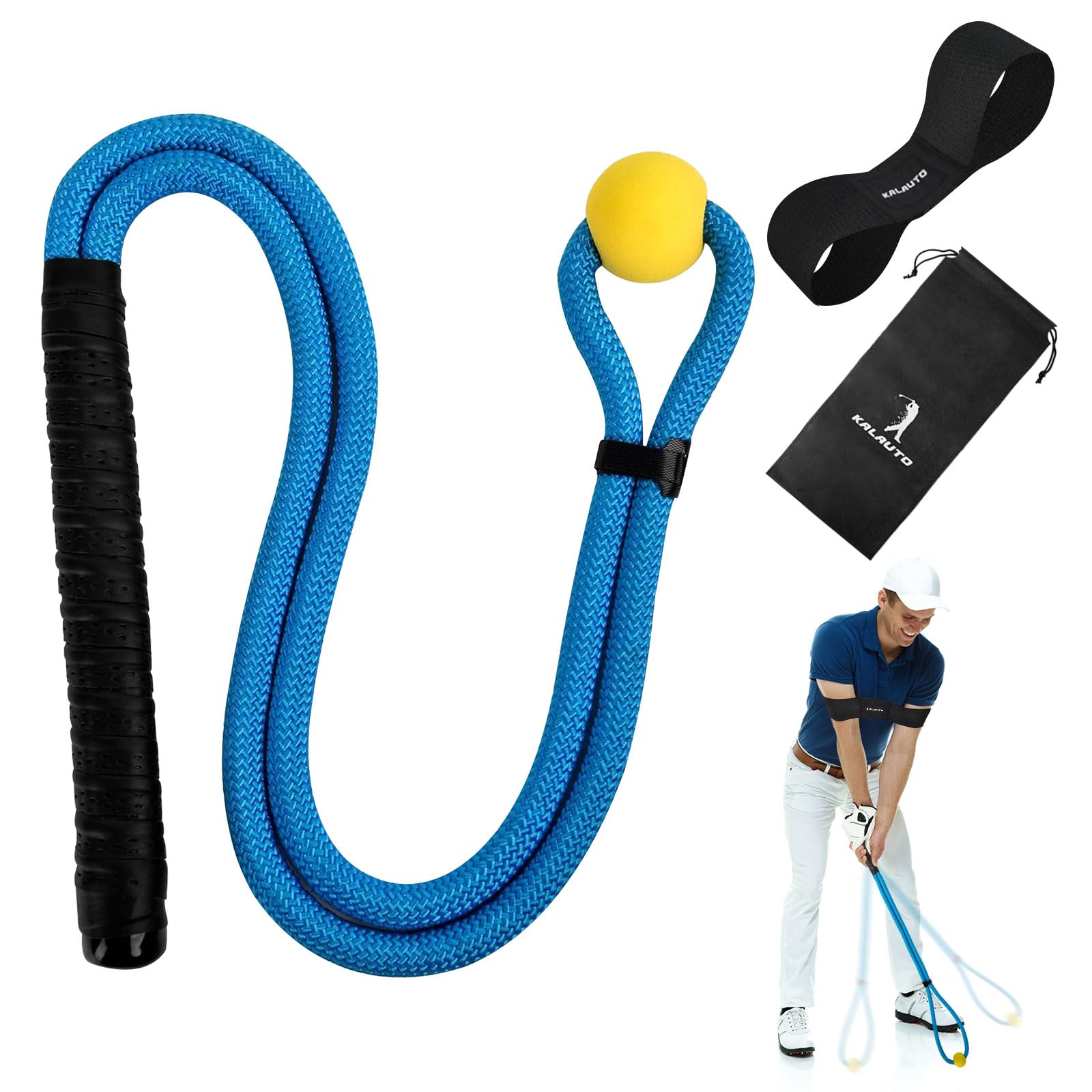 KALAUTO Golf Rope Swing Trainer Set-Golf Swing Training Aid,Improved Golfers Swing and Master Tempo,Golf Gifts for Men Golfers,Included Swing Correcting Arm Band&Rope Trainer with Weighted Ball