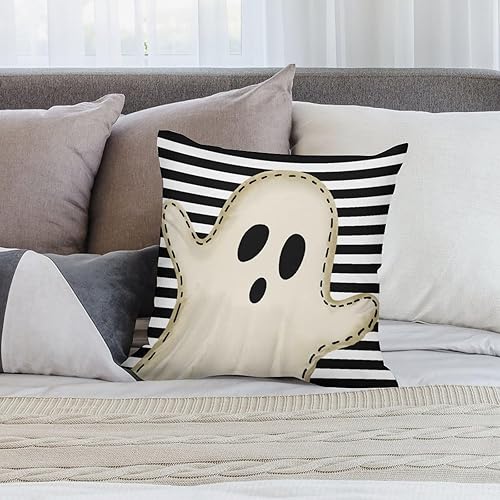 Miniatura 4 de Funda de almohada de Halloween de 18 x 18 pulgadas, fundas de almohada fantasma, decoraciones de Halloween al aire libre para decoración del hogar
