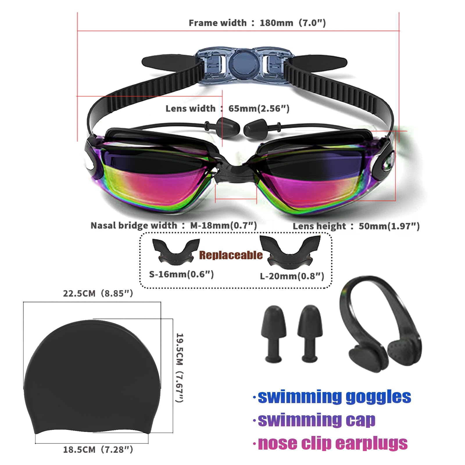 JSTHHTT Gafas de Natación, Antiniebla Gafas para Nadar, Gafas de Natación para Adultos, Protección UV, Visión Clara, para Adultos y Adolescentes