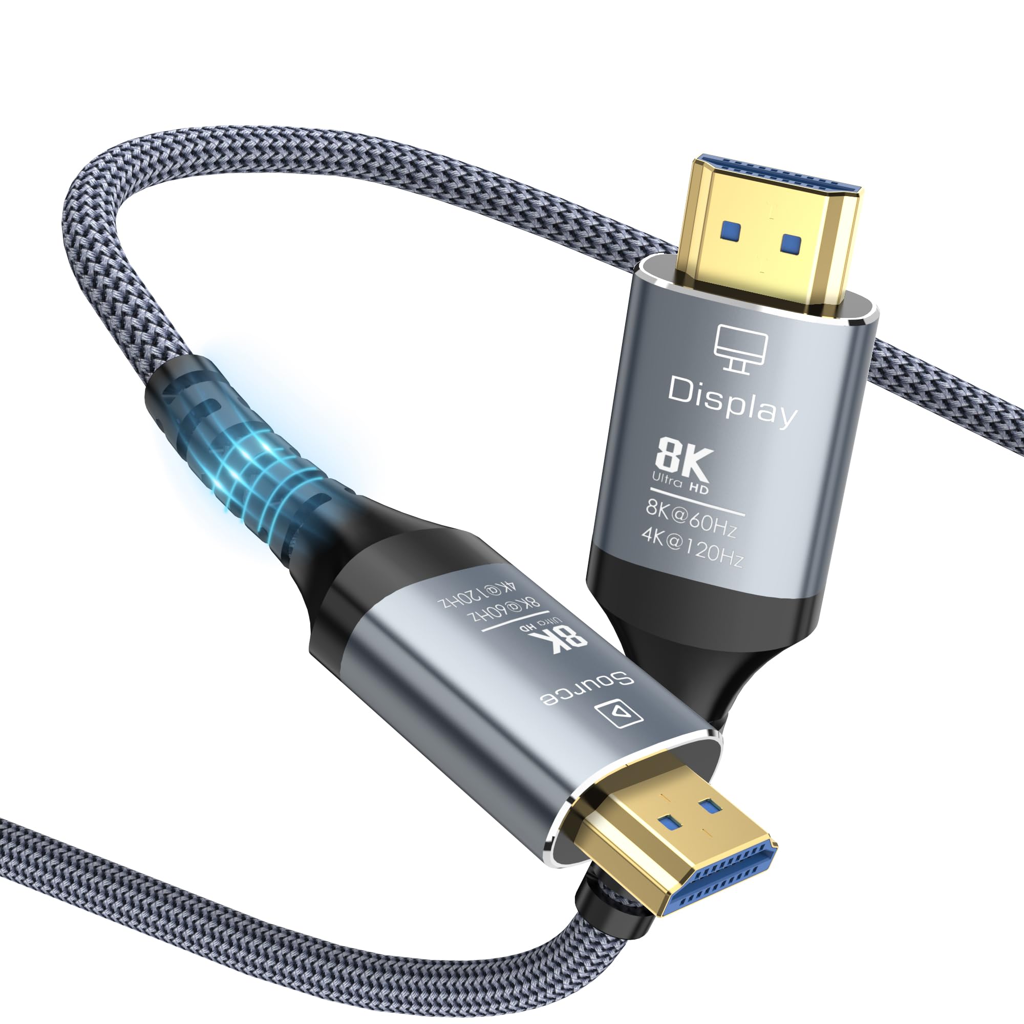 Anehmeta Glasfaser HDMI Kabel 3Meter 8K, 48Gbps Ultra High Speed Langes HDMI 2.1 Kabel Geflochten 8K@60Hz 4K@120Hz HDR10/HDCP2.2&2.3/eARC/3D Kompatibel für PS5, Xbox, HDTV, Laptop, Monitor