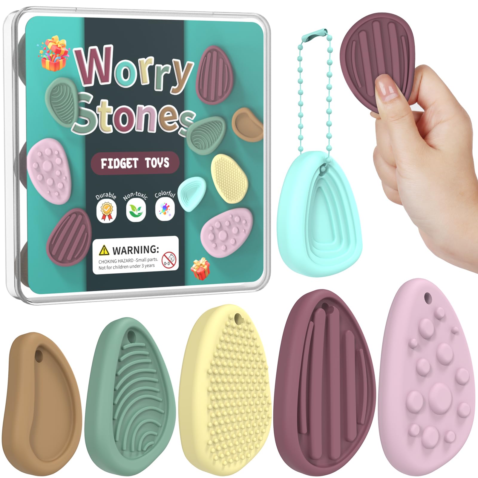 Sensory Stone Fidget Toys for Adults, Tactile Anxiety Relief Stress Relief Toy, Quiet Portable Discreet Focus Tool, Compact Calming Sensory Gadget for