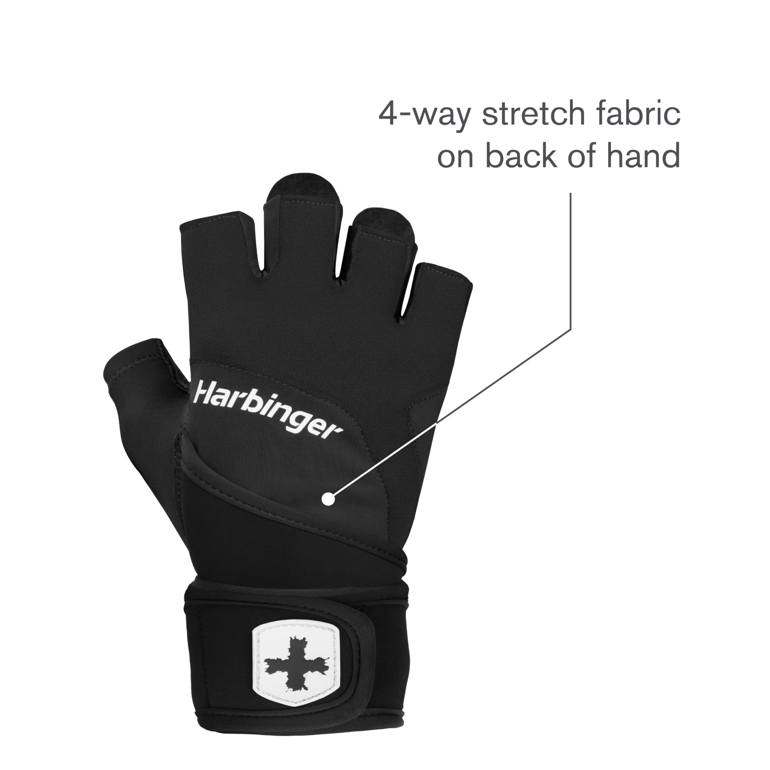 Harbinger Training Grip Muñequeras, Guantes de Levantamiento Pesado para Mayor Protección de la Palma y Estabilidad de la Muñeca, Unisex, Grande, Negro