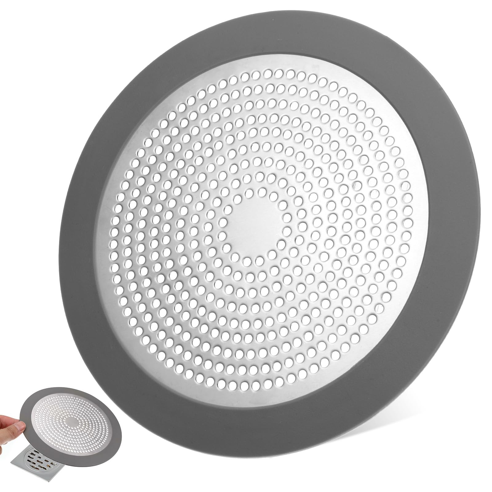 Shower Drain Cover Hair Catcher, 5.7in Flat Shower Drain Hair Catcher
