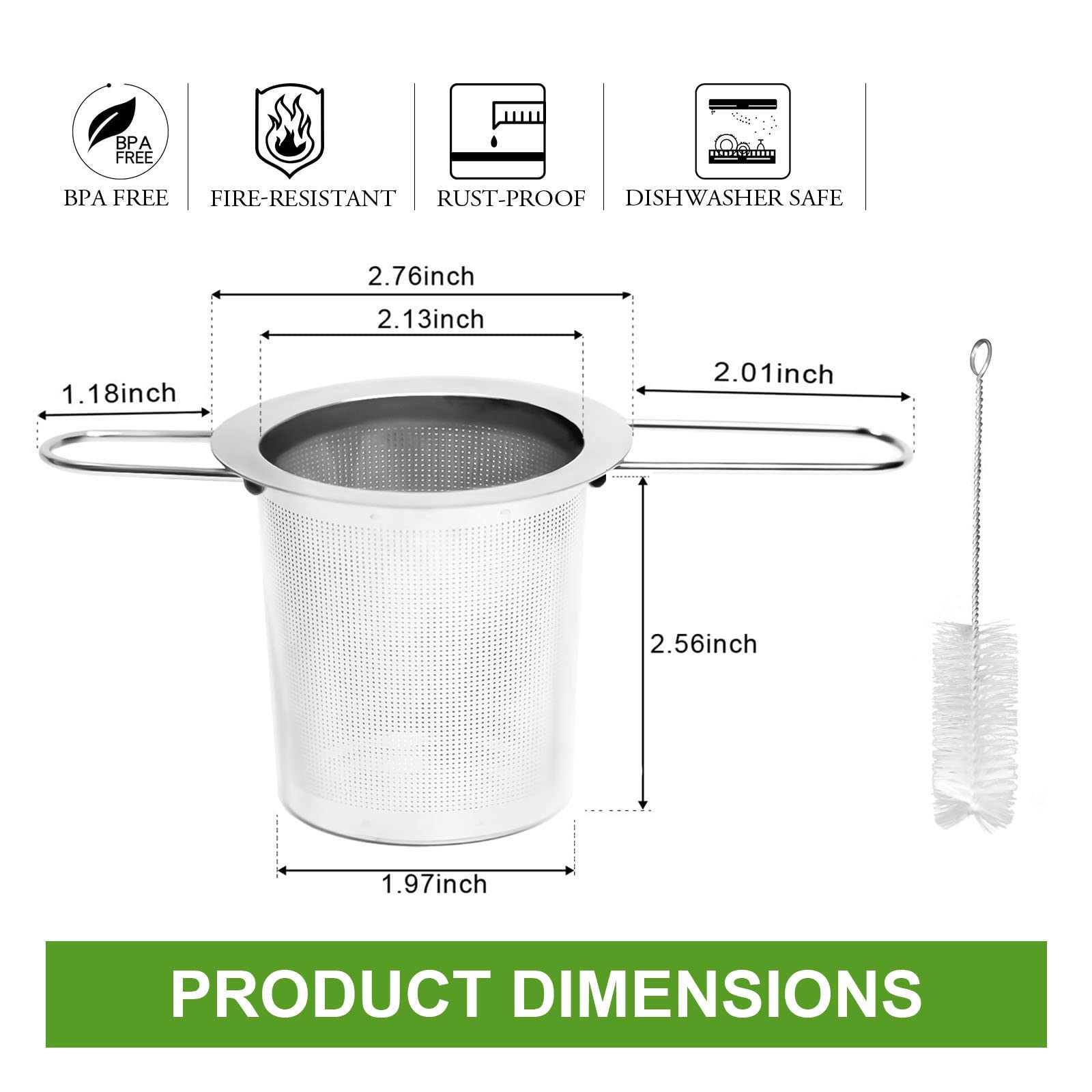 Paquete de 2 infusores de té, colador de té de malla extrafina de acero inoxidable para hojas sueltas con mango plegable sentado en tazas, filtros de té, coladores de té, cesta de té, difusor de té