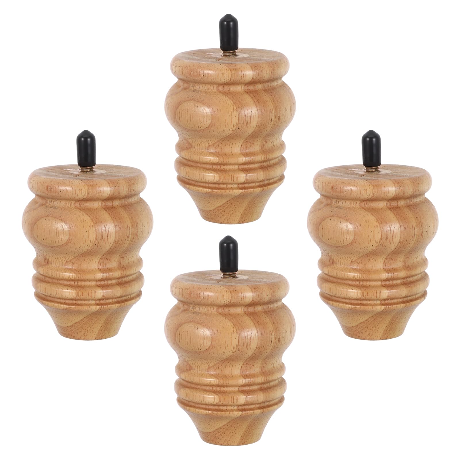 Patas de Muebles de Madera de Caucho 8 CM Juego de 4 Piezas Diseño Forma de Calabaza Soporte Resistente para Sofá Silla Armario Cama y Mesa Repuesto para Estructura de
