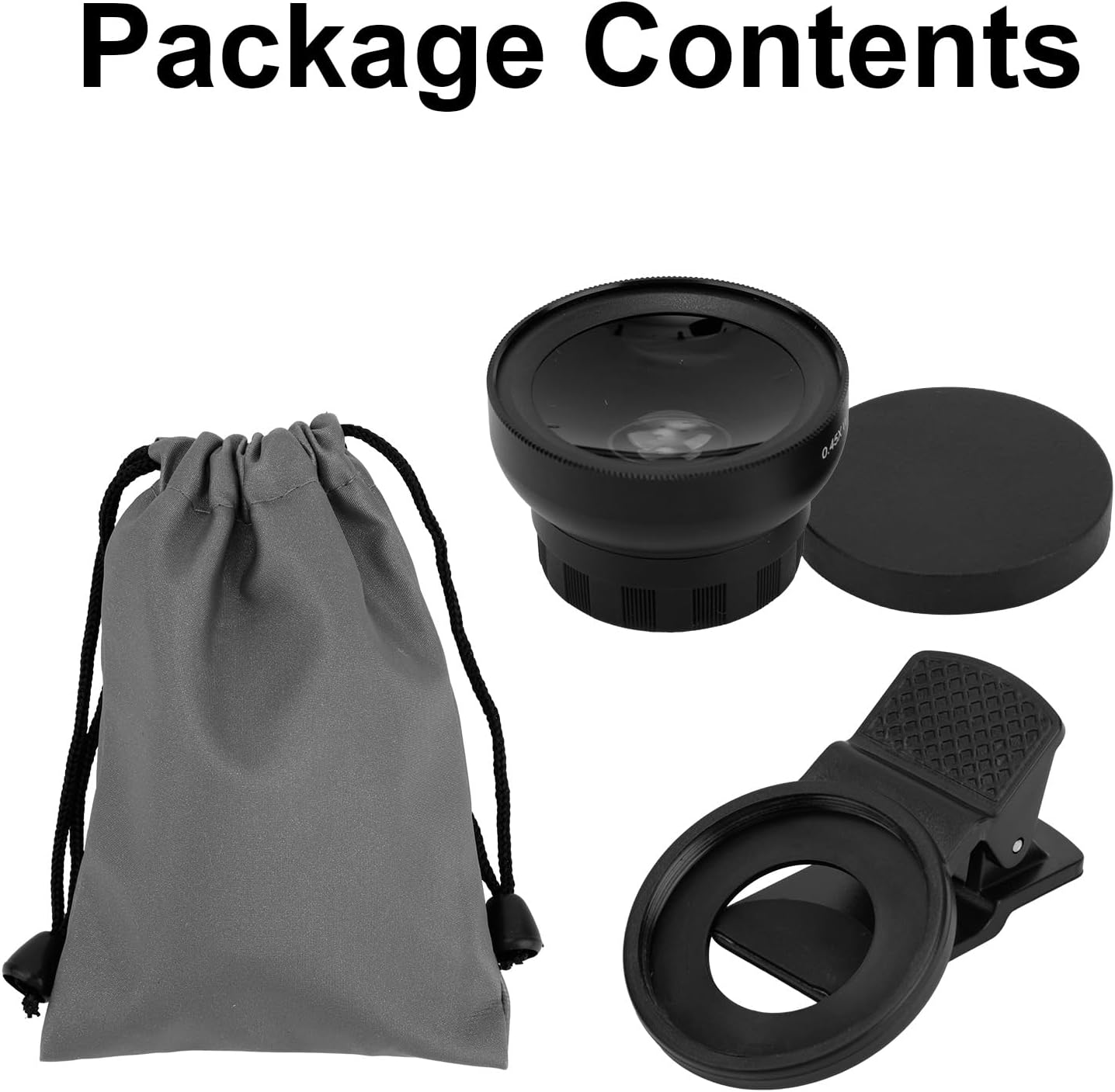2-in-1 Phone Camera Lens, 0.45X Wide Angle (140°) & 15X Macro Universal Clip-On Lens for iPhone/Android Cell Phones Including Travel Storage Bag
