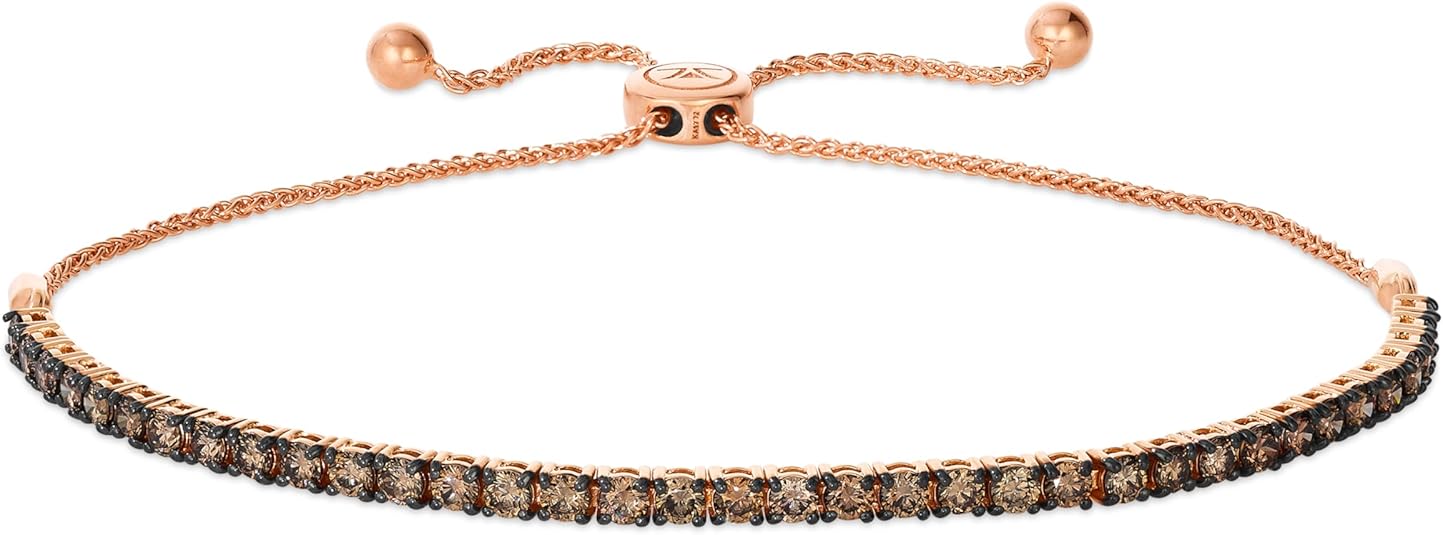 LE VIAN 2 or 3 Carat Chocolate Diamond Bolo Bracelet for Women I 14k Gold Bracelet for Her (Brown, 2.00 or 3.00 cttw) 6 Inches Long Adjustable with Bolo Clasp