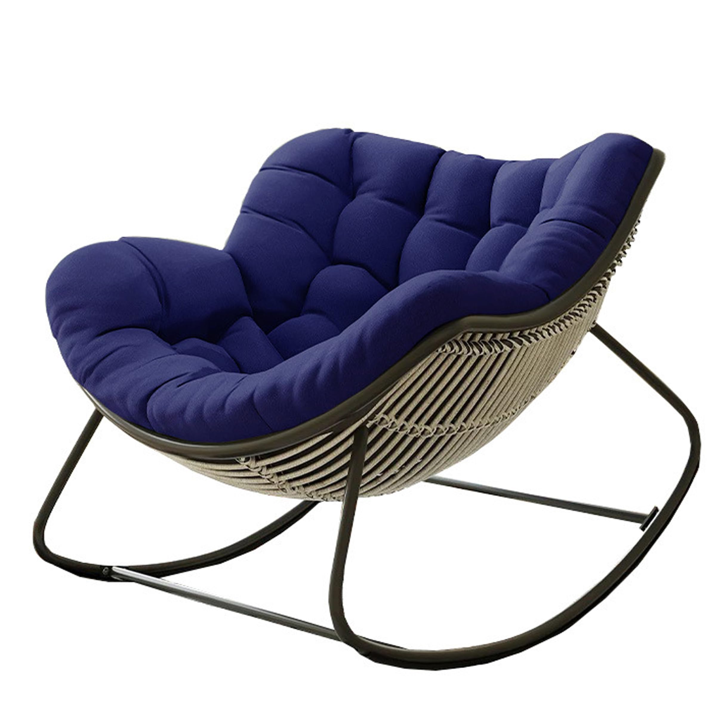 Sjfbebsy Outdoor Papasan Cushion, Comfort Rocking Chair Cushions, Integrated Seat & Back Rocking Cushion for Bedroom, Balcony, Porch, Garden, Navy Blue 47.2x39.4x3.9 Inch