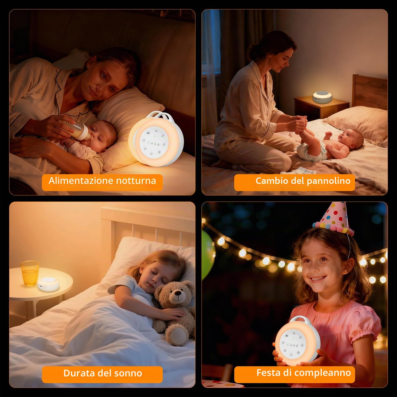 Carehabi Rumori Bianchi per Neonato Macchina Rumore Bianco con 24 Suoni Lenitivi Luce Notturna Neonato con Timer di Luce Notturna e Funzione Memoria con Musica per Dormire per Bambini e Adulti