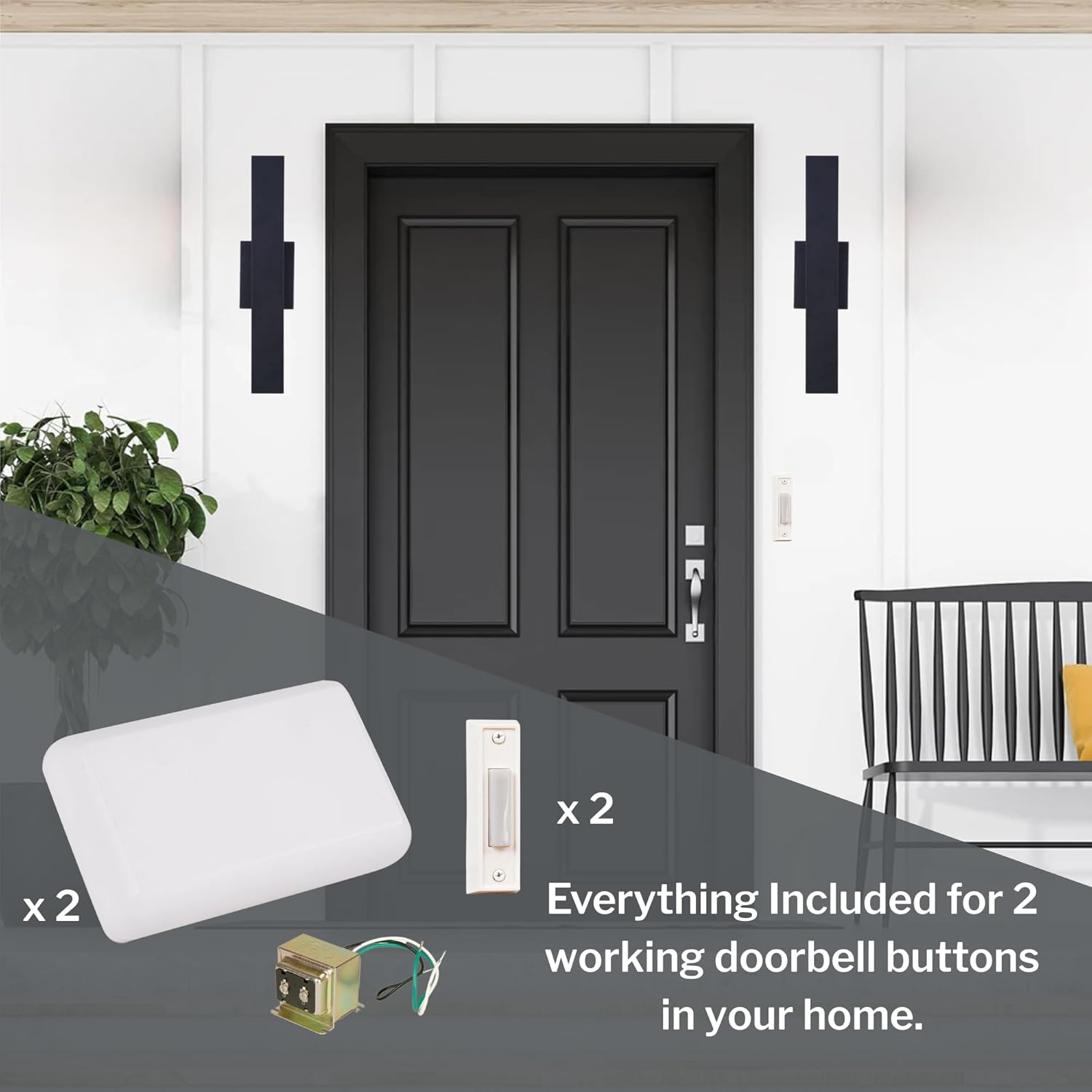 Craftmade CK1002-W Builder Chime Kit in White with 2 White Buttons and T1615 Transformer