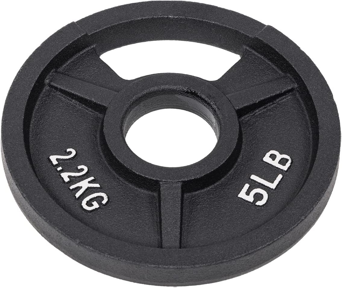 Signature Fitness Cast Iron Plate Weight Plate for Strength Training and Weightlifting, Olympic or Standard