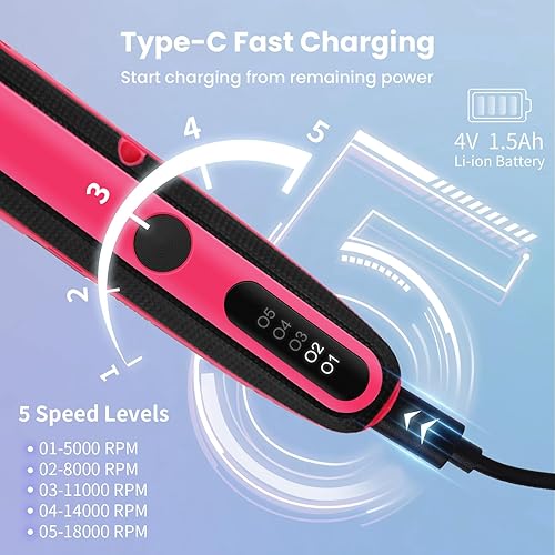 Miniatura 4 de HARDELL Mini herramienta giratoria inalámbrica, kit de herramientas rotativas de 5 velocidades con 86 accesorios, herramienta giratoria de 4 V para