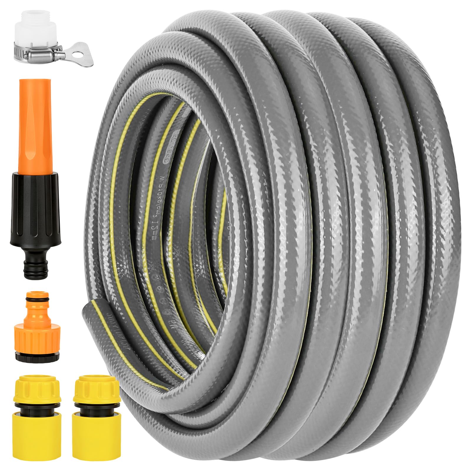 elthmpr 10m Garden Hose Pipe - 1/2" Water Hose with Spray Gun & Connectors, Flexible PVC Kink Resistant Hose, Hose Pipe with Fittings for Garden Watering, Car Wash, Patio Cleaning