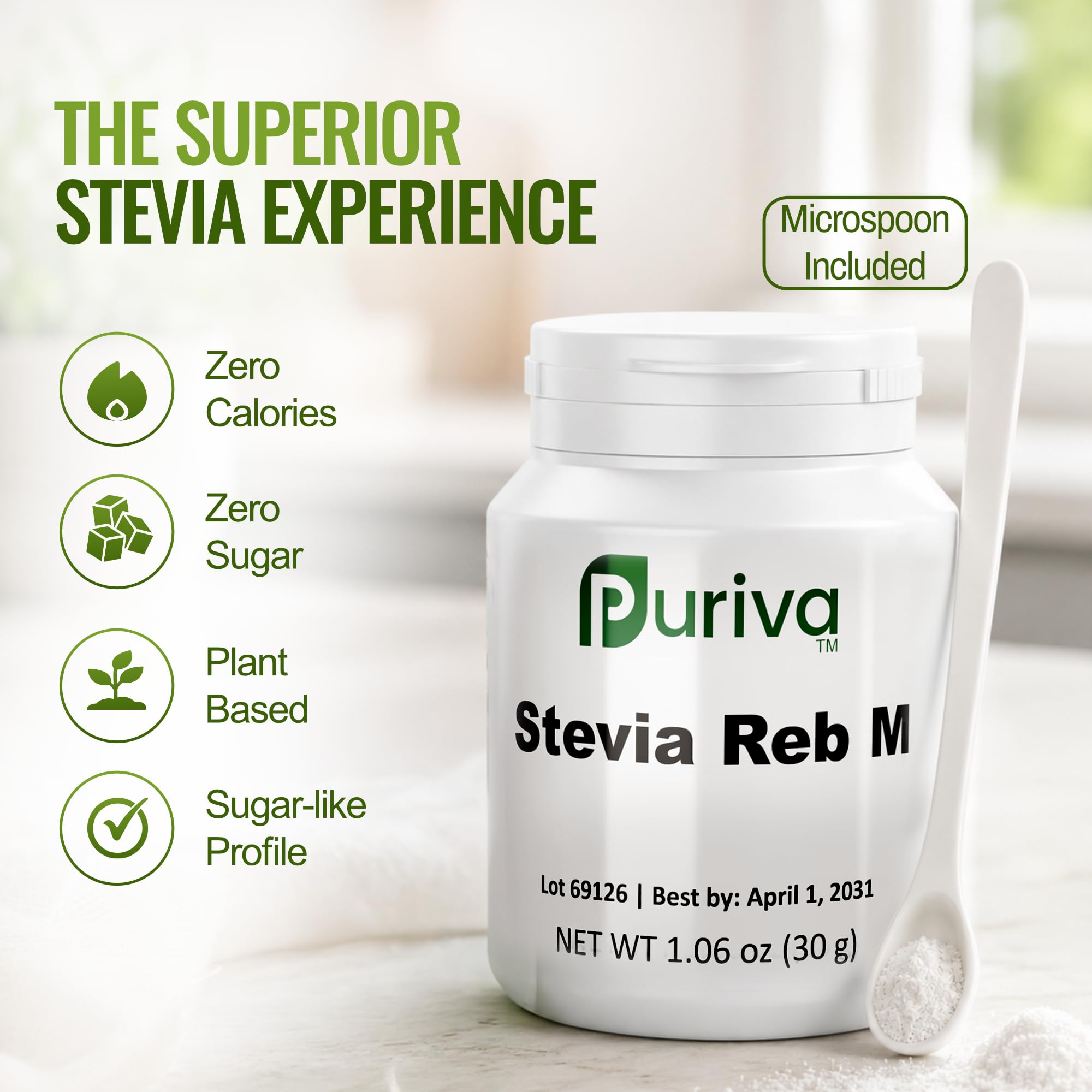 Stevia Reb M-Pulver (Reb-M | Rebaudioside M) 30g Puriva Nutrition