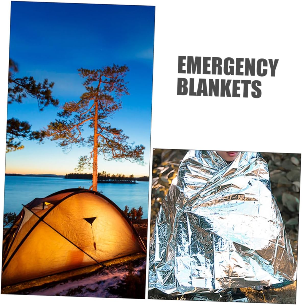 MAGICLULU 4pcs Emergency Blanket Set Silver Foil Thermal Insulation Survival Blankets Portable Foldable Outdoor Warm for Camping Hiking First Aid