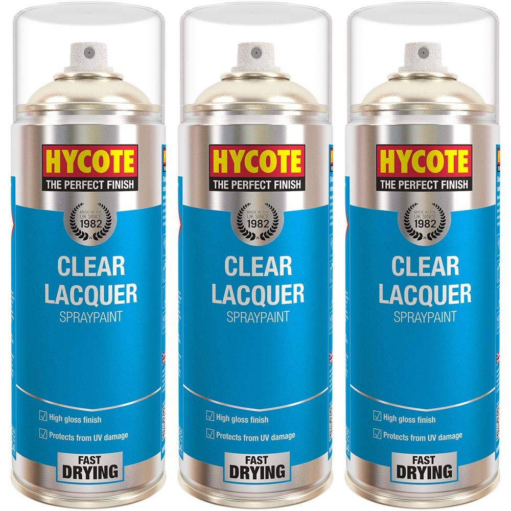 Hycote XUK0232 Clear Lacquer Spray Paint 400ml X 3