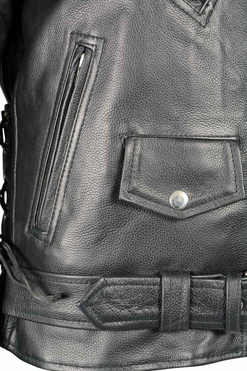 Milwaukee Womens Full Length Motorcycle Jacket with Side Lace — view 9
