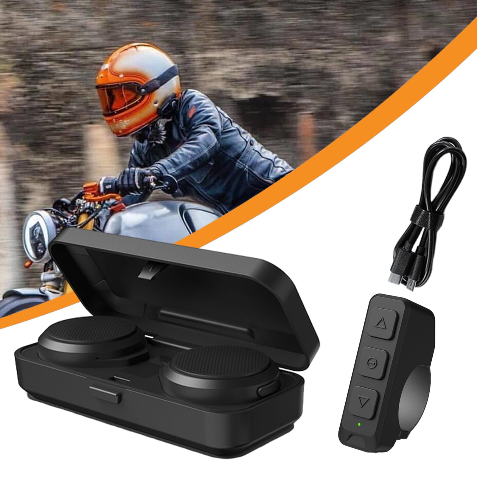 Interfono moto per casco rigido Cuffie portatili, ricaricabili e | Display A LED Custodia di ricarica per auricolare, moto, cuffia impermeabile, guida, viaggio, pendolarismo