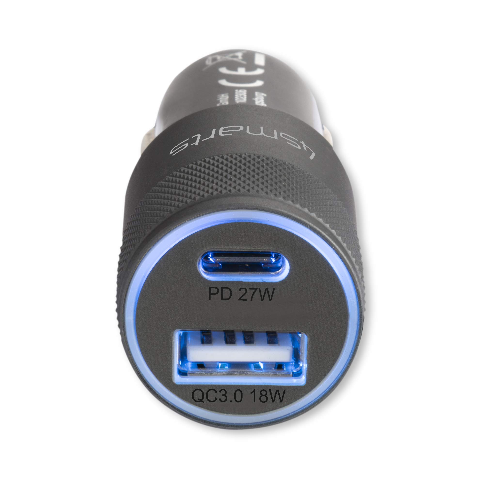 Chargeur Voiture USB-C 81W Avec Câble Spiralé 1,5m - Multi-ports, Charge Rapide - Pour Smartphones, Tablettes
