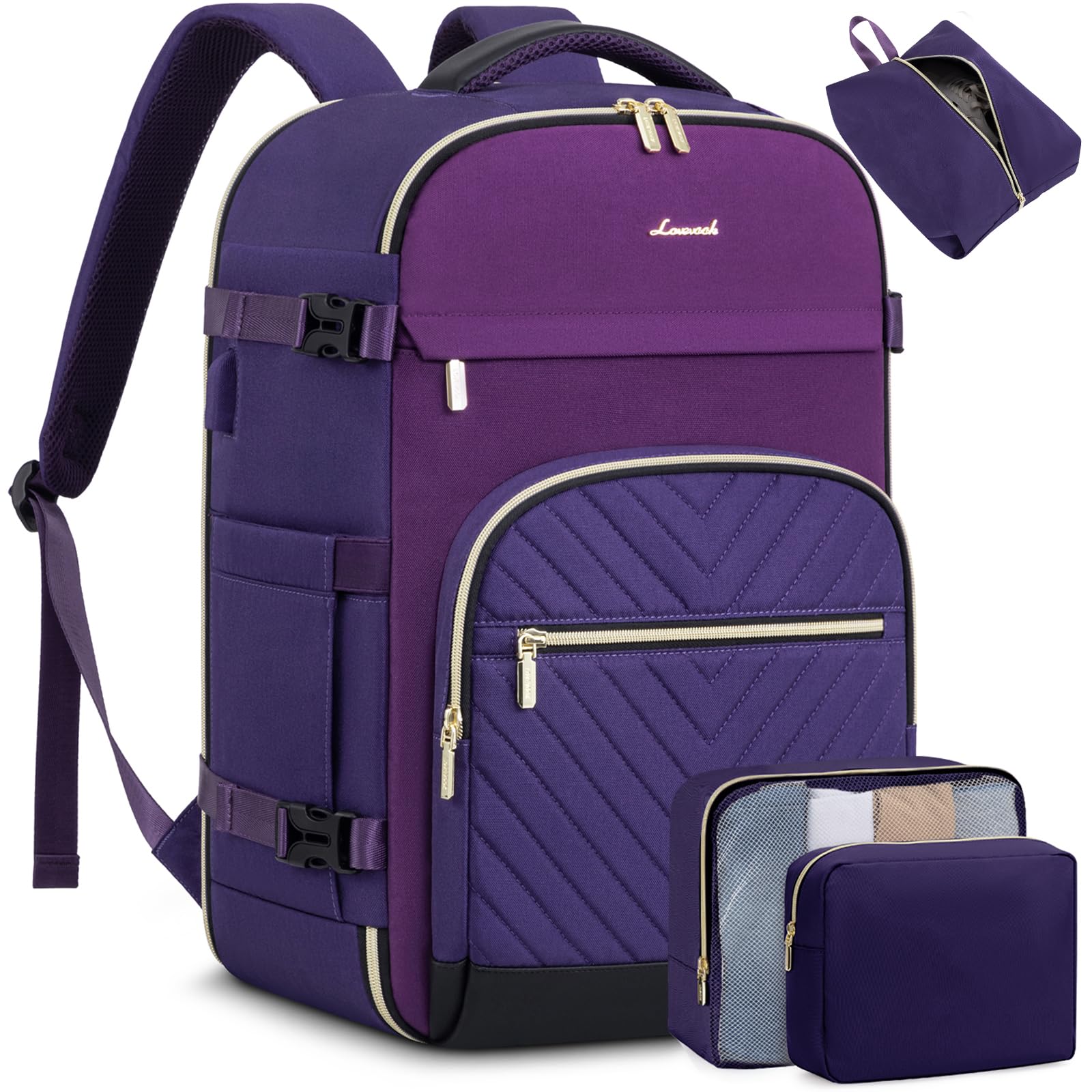 LOVEVOOK Travel Backpack for Women,40L Carry On Backpack for Airplanes,17.3 Inch Laptop Personal Item Travel Bag