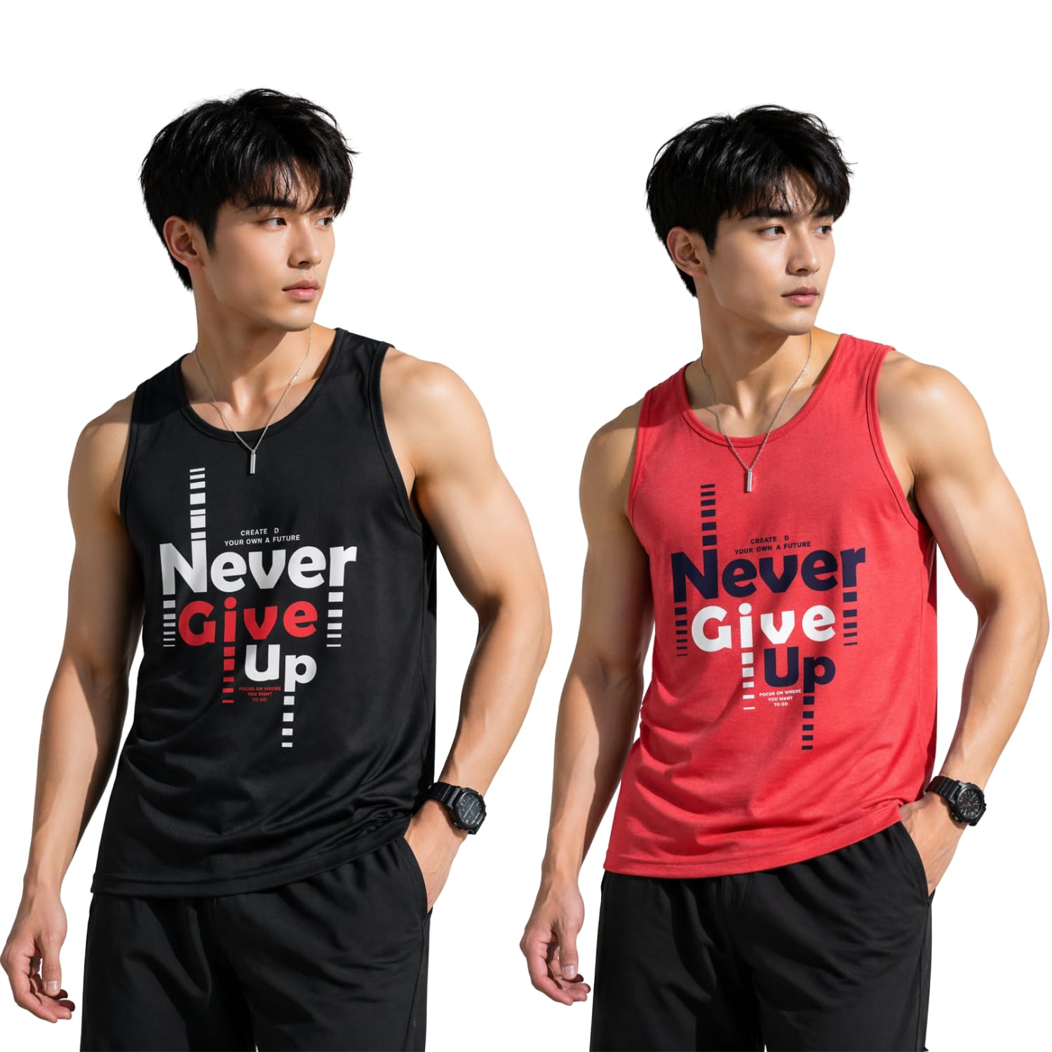 tollfree Men’s Printed Round Neck Combo Gym Vest | Stylish Soft Casual Sleeveless Vest for Running & Workout (Pack of 2)-picture-31