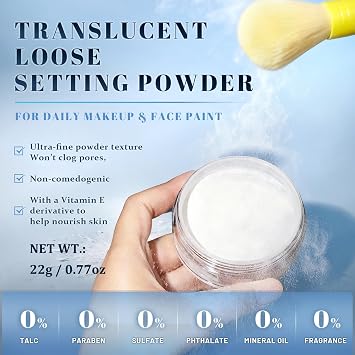 UCANBE Translucent Loose Setting Powder, Talc-Free Soft Matte Oil Control Face Finishing Powder with Vitamin E for Everyday Makeup & Face Paint, Blurs Pores & Fine Lines, Lightweight Long-Lasting