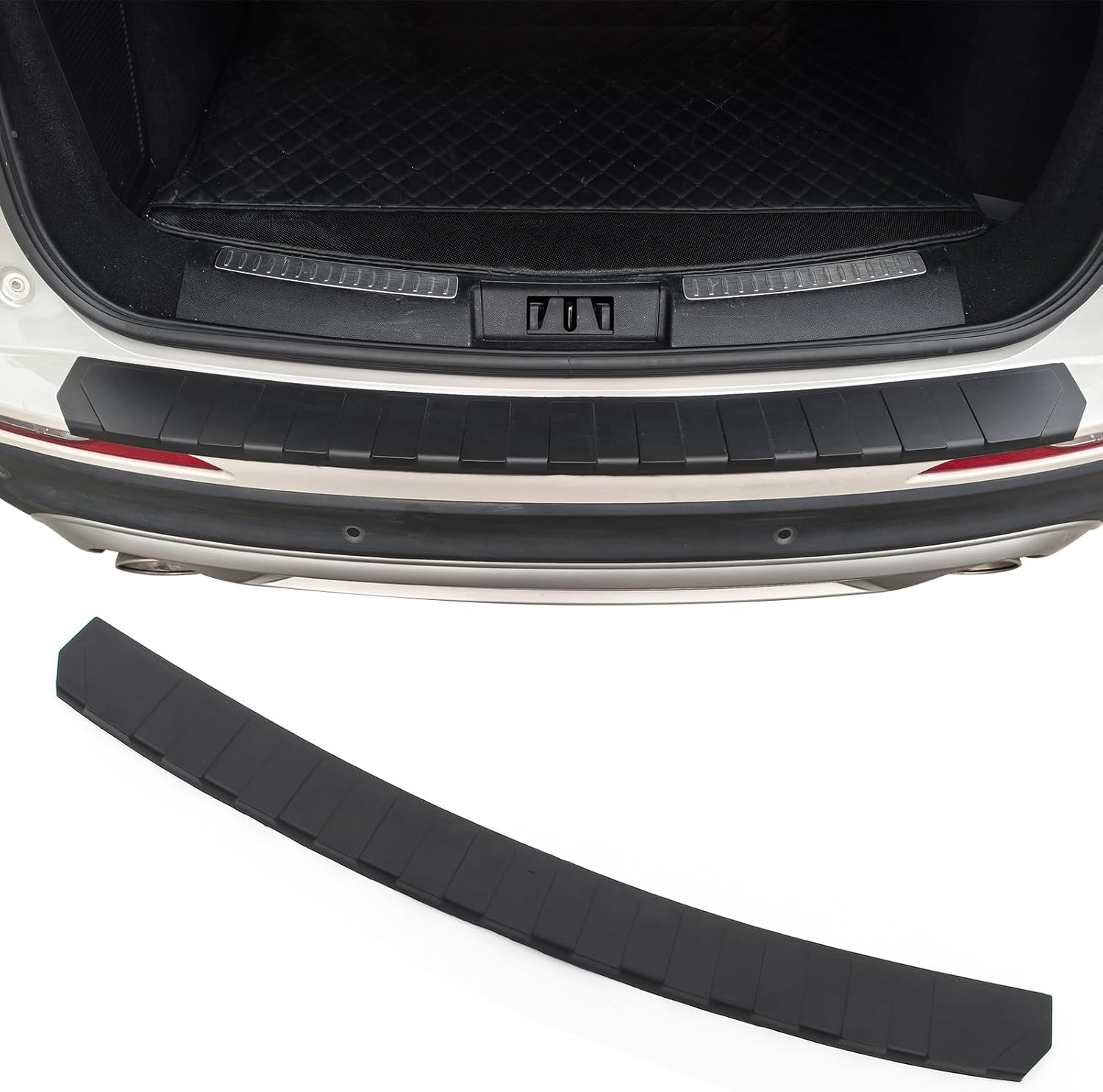 IKON MOTORSPORTS, Rear Bumper Protector Compatible with 2020-2025 Lincoln Corsair, Textured Black PP Polypropylene Waterproof Cargo Trunk Bumper Guard Sill Step Plate Pad Cover Trim