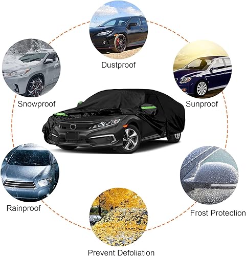 Miniatura 5 de Funda impermeable de repuesto para Honda Civic Sedán 2011-2025, 6 capas para todo tipo de clima, ajuste personalizado, con puerta con cremallera y